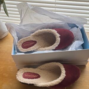 Jeffrey Campbell Burgundy Faux-Suede Shearling-Lined Slip-Ons